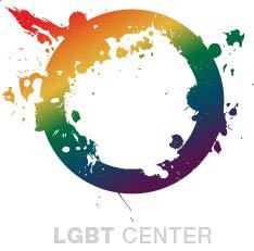 LGBTQ logo which is a rainbow splattered circle